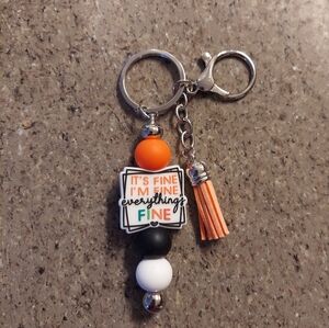 It's Fine I'm Fine Everything's Fine Silicone Bead Keychain